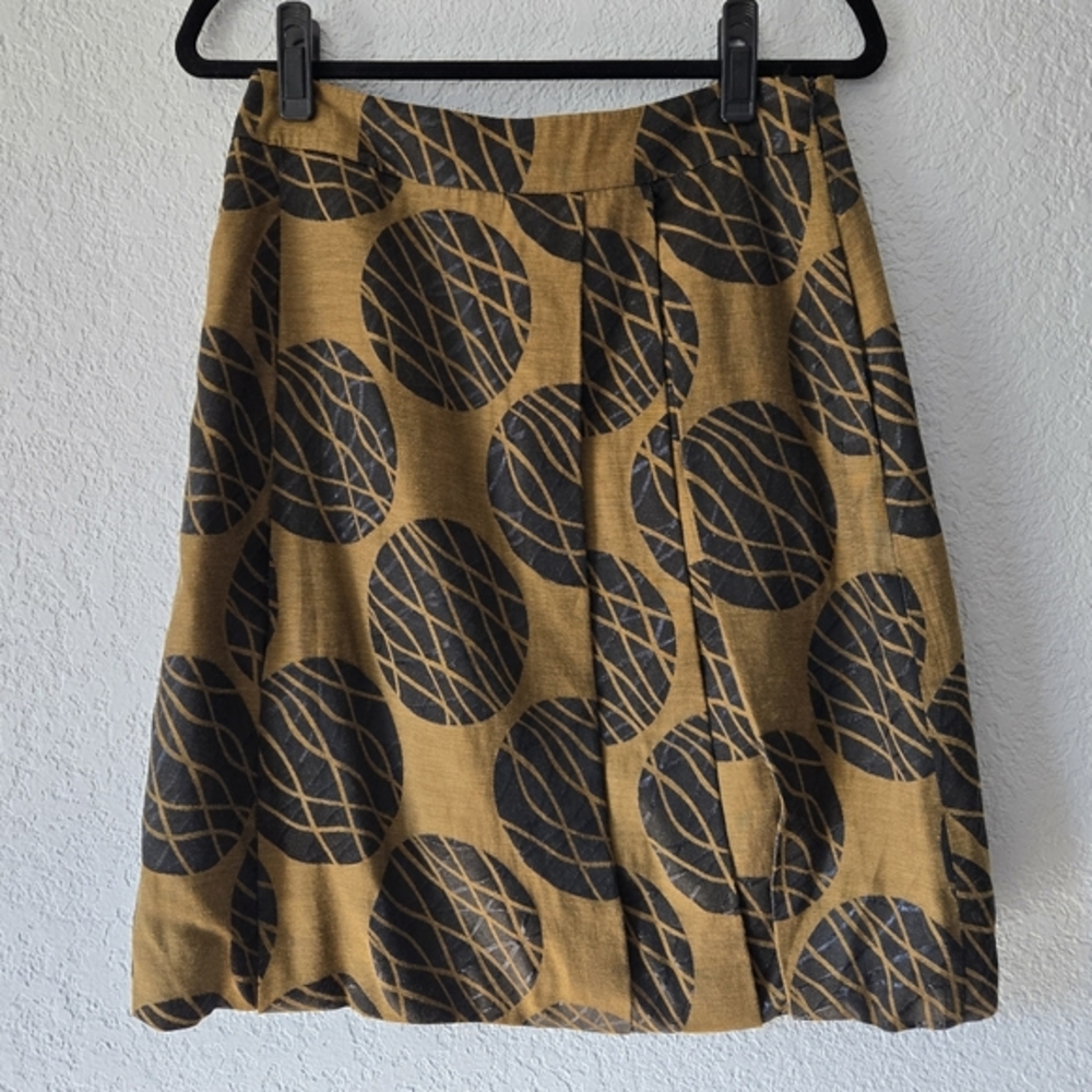 BGN 8 Mustard Yellow Geometric Knee Length Skirt Bubble Artsy‎ Knee Length